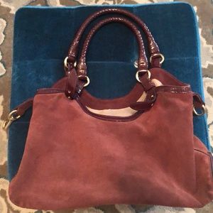 Burgundy suede Cole Hann bag, gently used